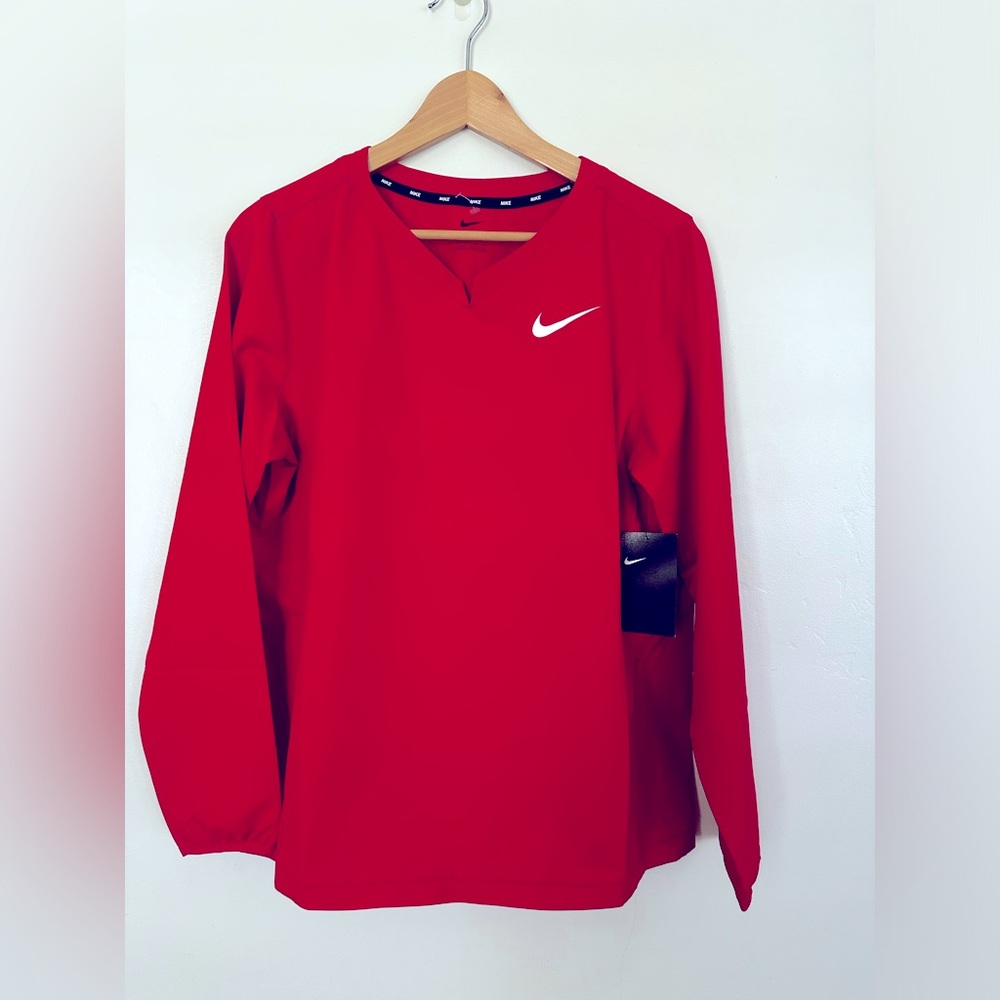 Nike Baseball Long Sleeve Boys Pullover Windbreaker Size XL Red NWT